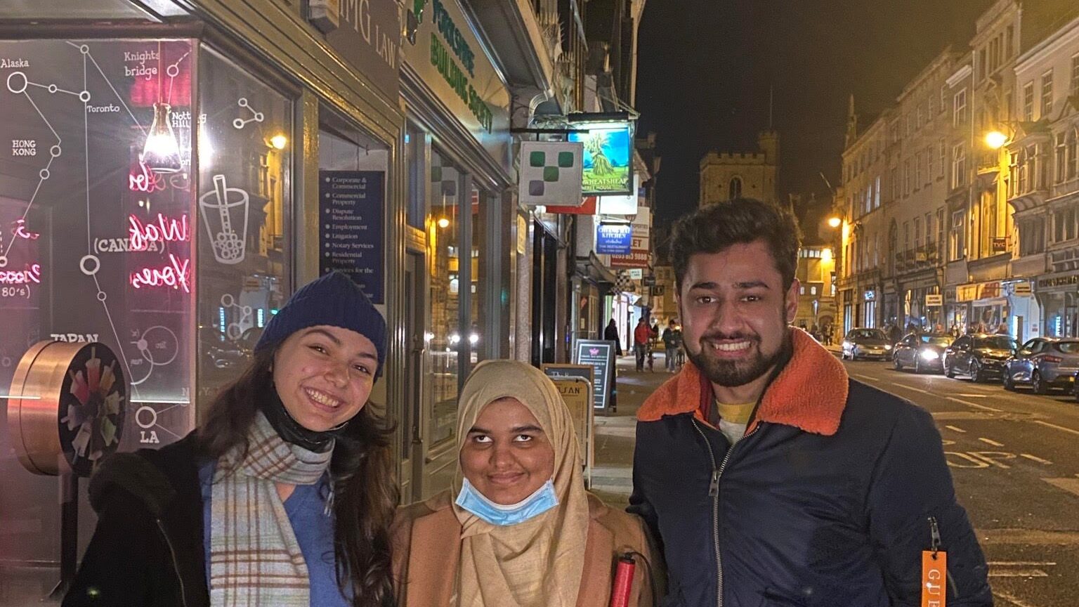 Three students in London